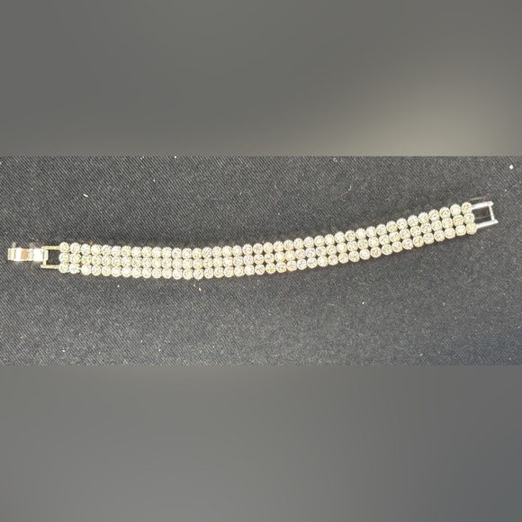 Triple Row Clear Crystal Tennis Bracelet Made With Swarovski Crystals - Picture 12 of 12